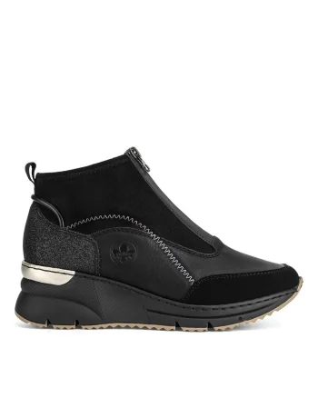 Botine dama N6361-00,  Piele ecologica, Negru,
