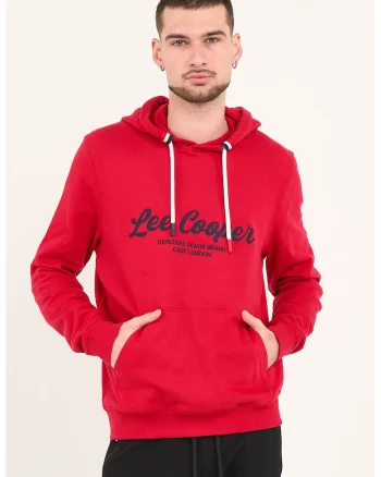 Hanorac de bumbac cu logo brodat, Rosu