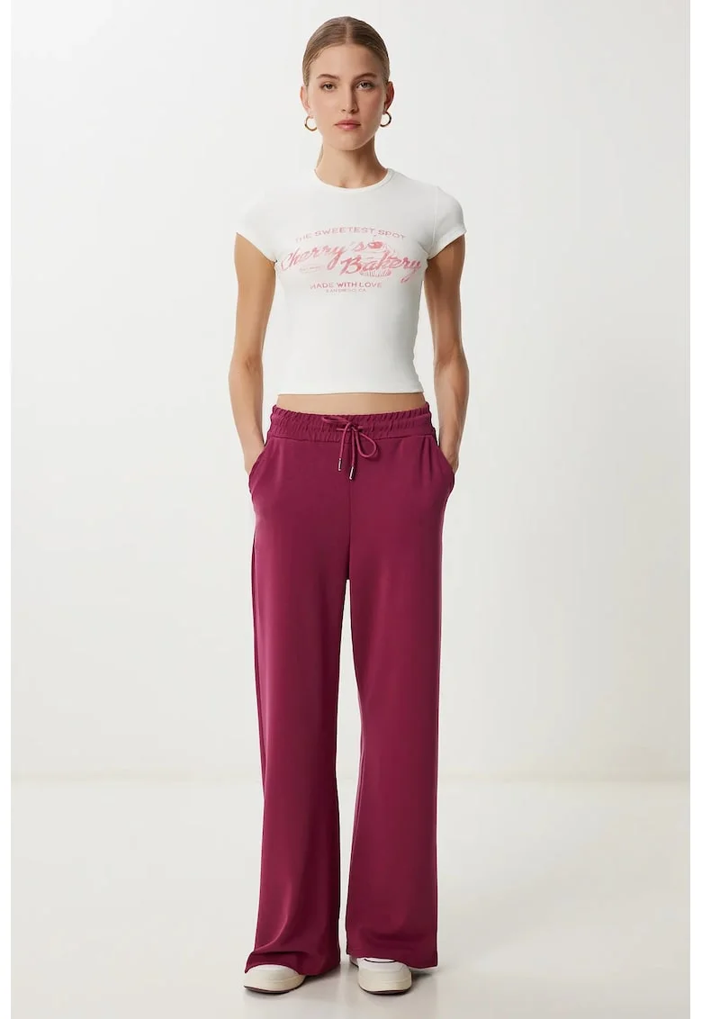 Pantaloni dama, Happiness Istanbul, pantaloni de trening, picior lat, mov ametist, textil