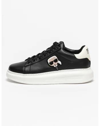 Pantofi sport din piele ecologica cu aplicatie logo, Negru