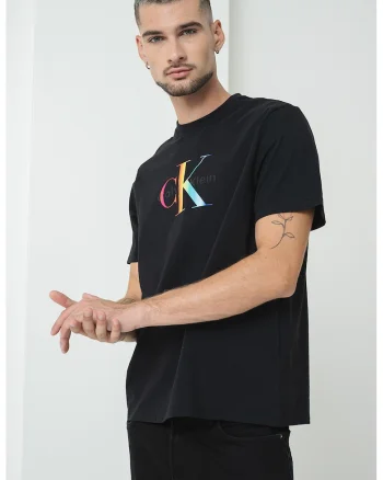 Tricou de bumbac cu imprimeu logo, Negru/Portocaliu/Albastru