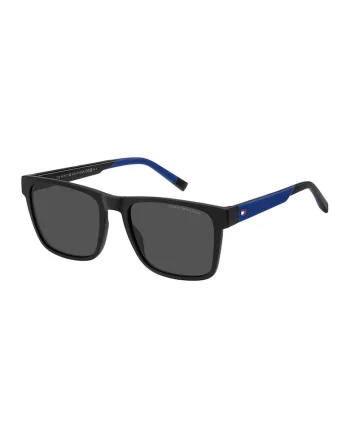 Ochelari de soare patrati cu lentile uni, Negru stins/Bleumarin