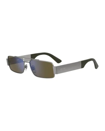 Ochelari de soare unisex dreptunghiulari, Argintiu antichizat/Verde stins