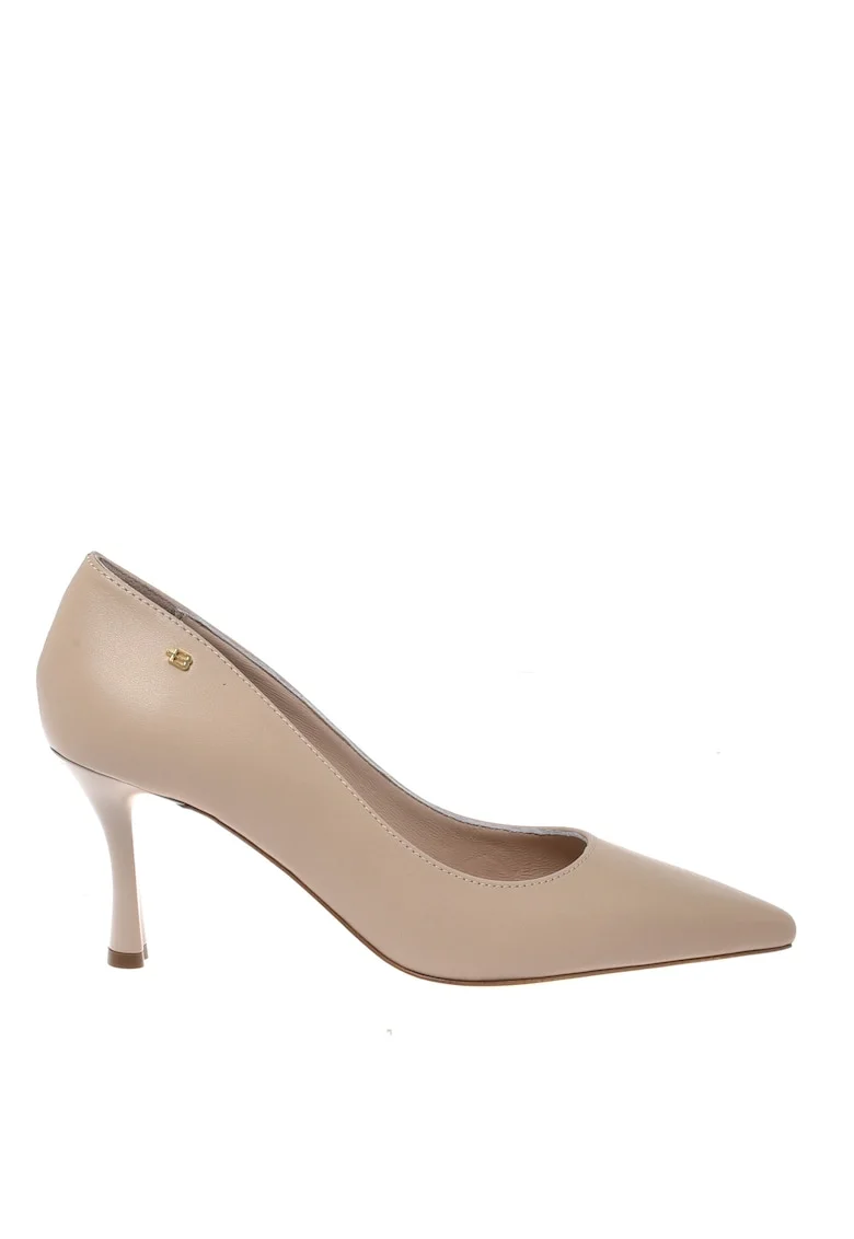 Pantofi de piele cu varf ascutit, Bej deschis