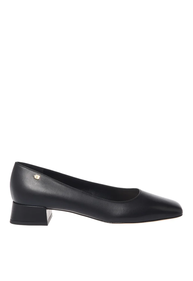 Pantofi de piele cu varf patrat, Negru