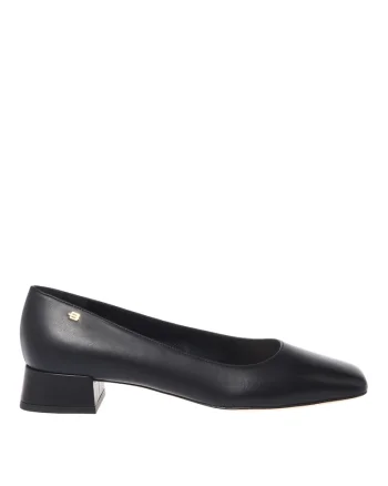 Pantofi de piele cu varf patrat, Negru