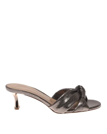 Saboti de piele cu toc kitten, Bronz
