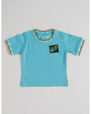 Tricou de bumbac cu imprimeu tropical, Albastru deschis