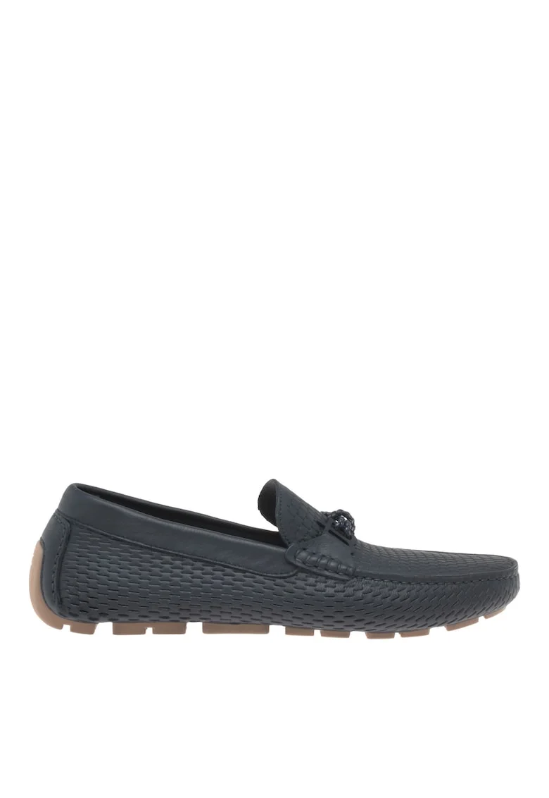 Pantofi loafer texturati din piele, Albastru