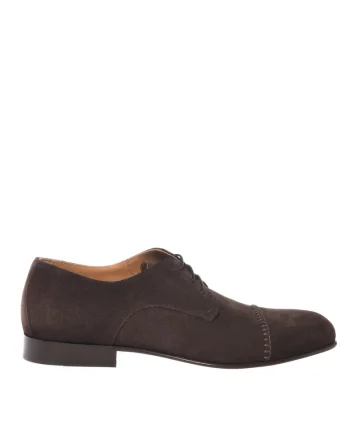 Pantofi derby din piele intoarsa, Maro inchis