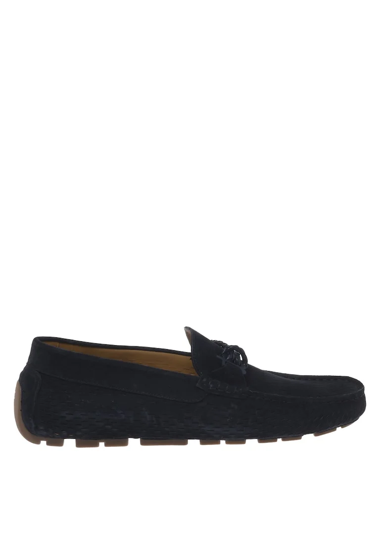 Pantofi loafer din piele intoarsa cu model uni, Albastru
