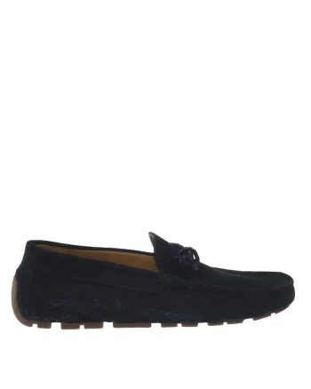 Pantofi loafer din piele intoarsa cu model uni, Albastru
