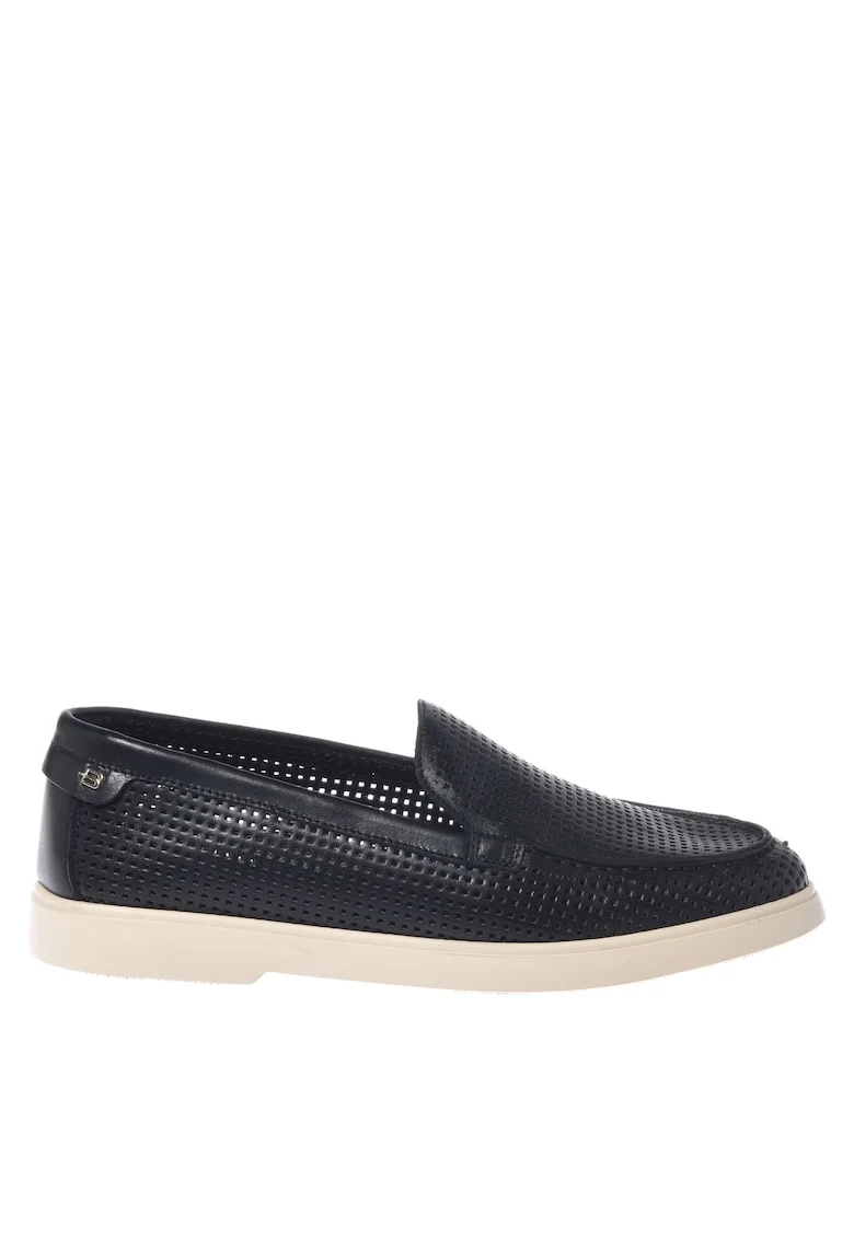 Pantofi loafer de piele cu perforatii, Negru