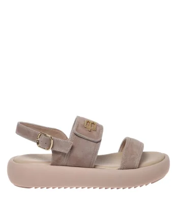 Sandale slingback de piele intoarsa, Bej deschis