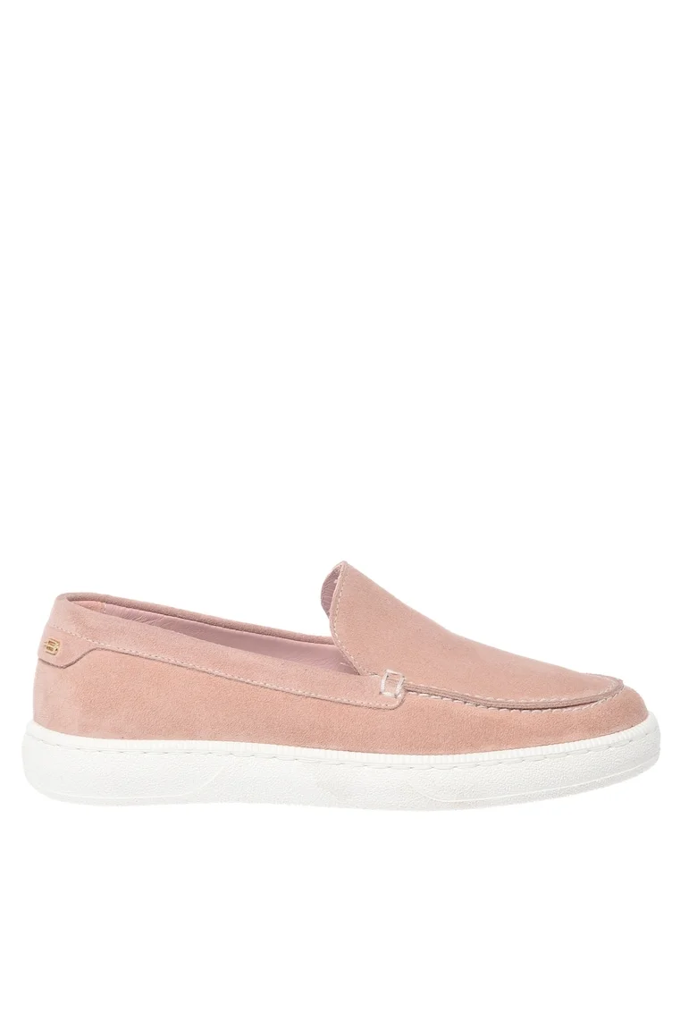 Pantofi loafer uni de piele intoarsa, Bej deschis