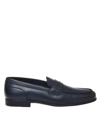 Pantof loafer din piele cu aplicatie monograma discreta, Albastru