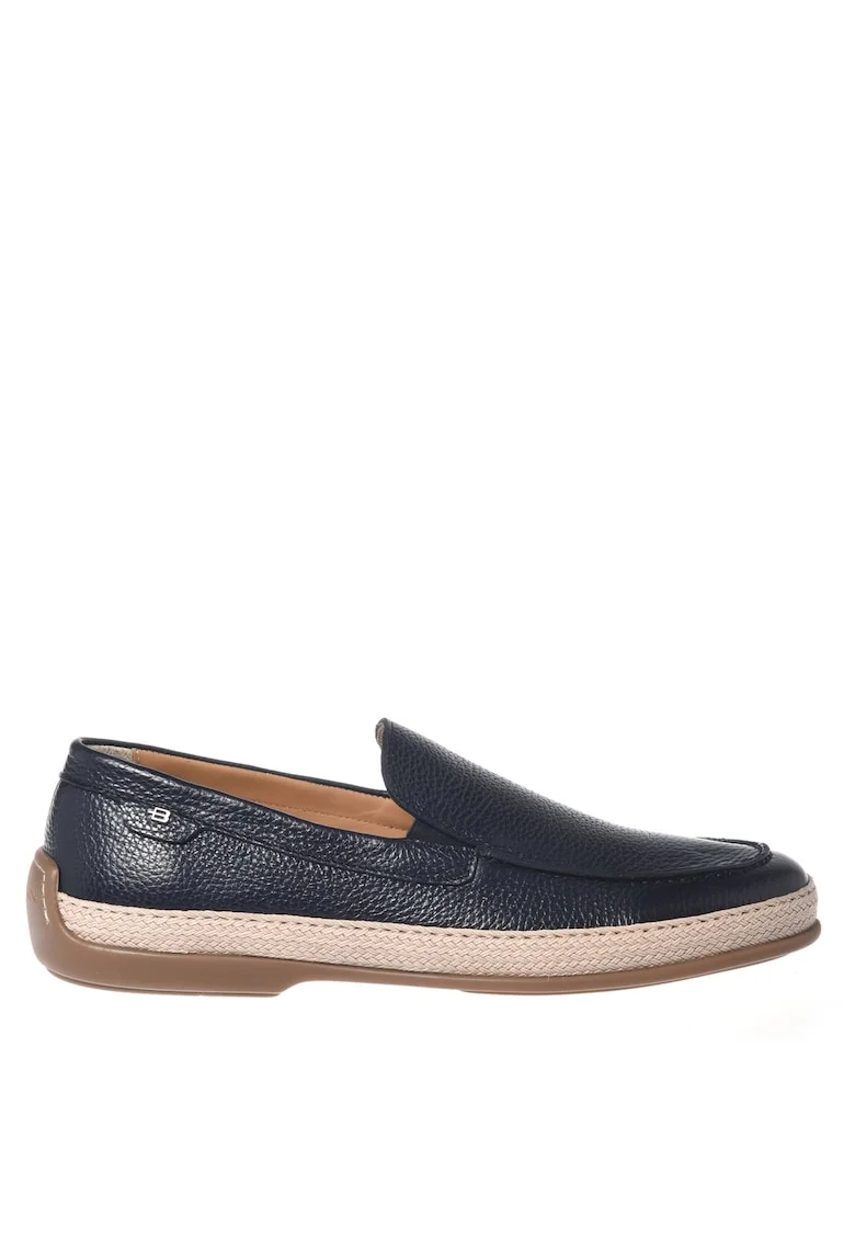 Pantofi loafer din piele cu monograma discreta, Albastru