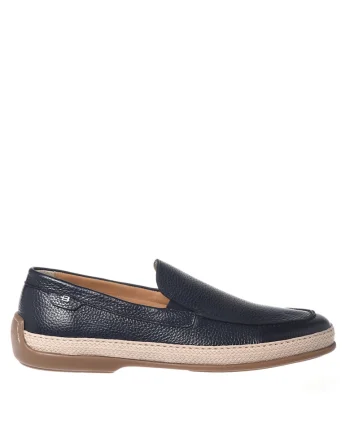 Pantofi loafer din piele cu monograma discreta, Albastru