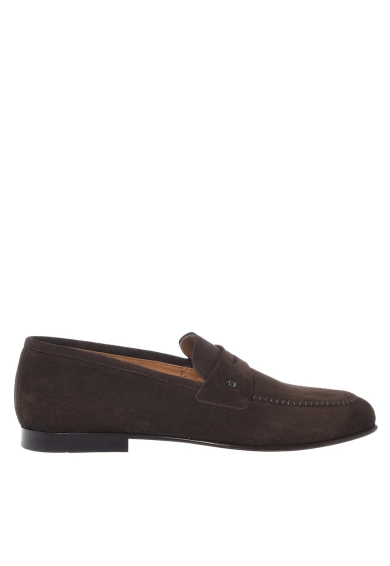 Pantofi loafer din piele intoarsa, Maro