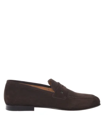 Pantofi loafer din piele intoarsa, Maro