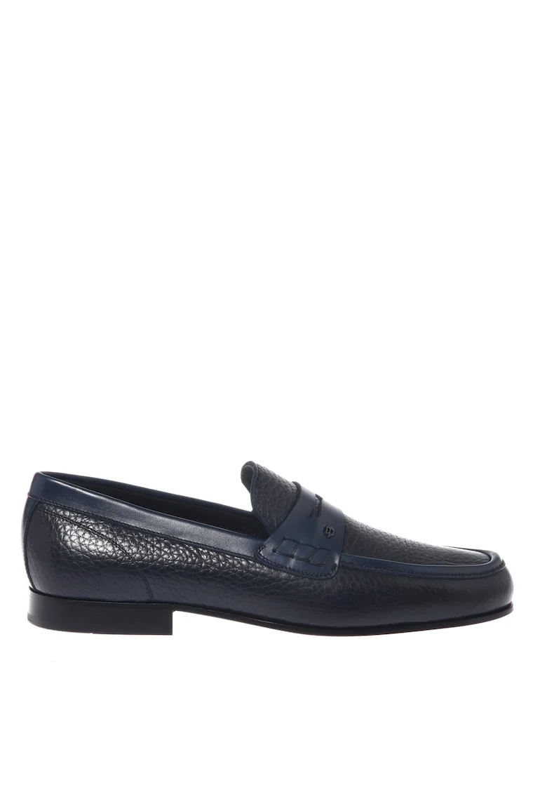 Pantofi loafer din piele cu aspect texturat, Albastru