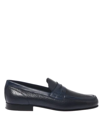 Pantofi loafer din piele cu aspect texturat, Albastru
