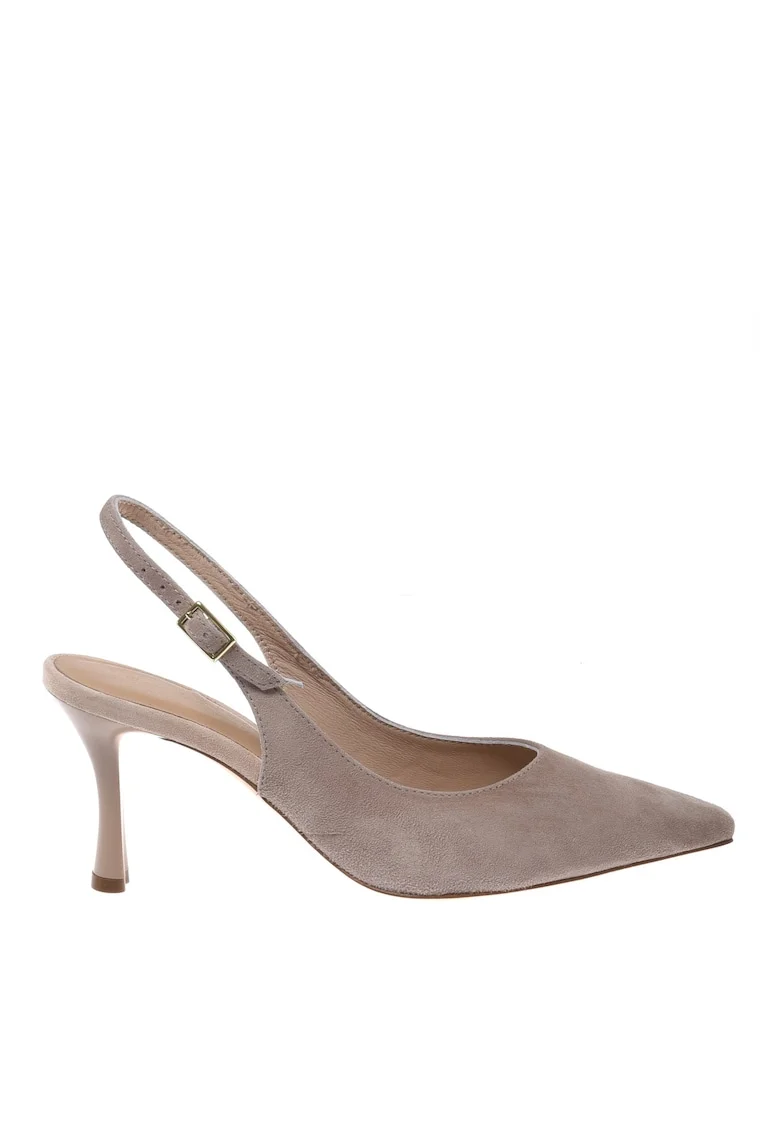 Pantofi slingback din piele intoarsa, Bej