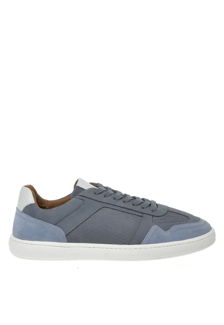 Pantofi sport din piele intoarsa cu talpa wedge, Albastru pastel/Gri
