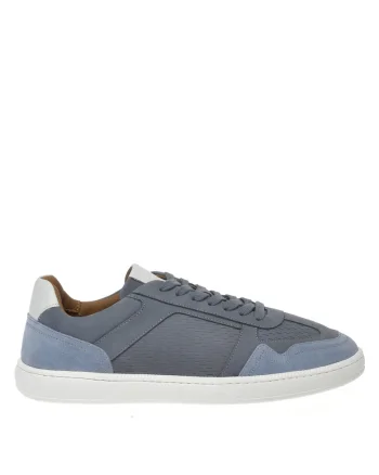 Pantofi sport din piele intoarsa cu talpa wedge, Albastru pastel/Gri
