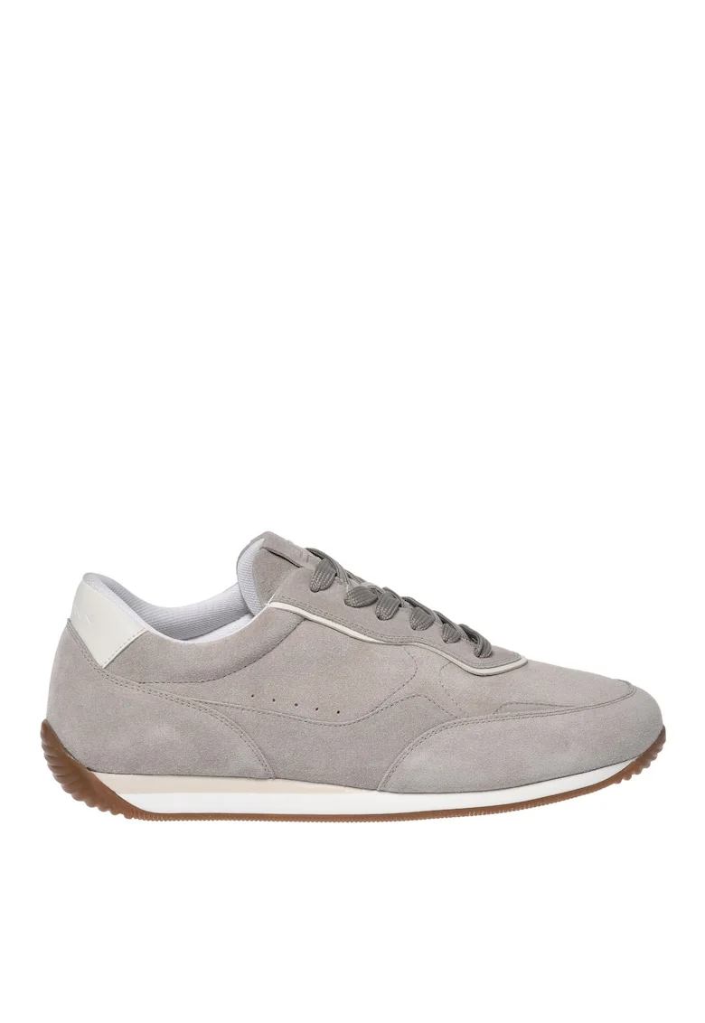 Pantofi sport low-cut din piele intoarsa, Bej