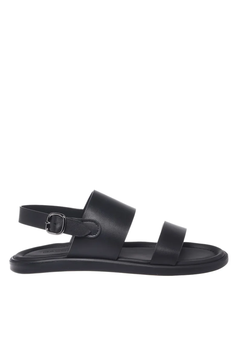 Sandale din piele cu talpa plata, Negru