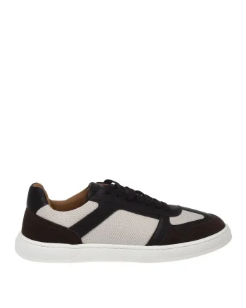 Pantofi sport din piele intoarsa cu insertii din material textil, Alb murdar
