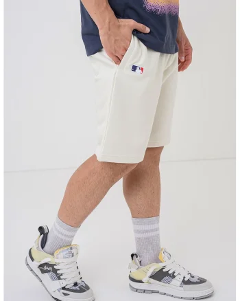 ’47, Pantaloni scurti din amestec de bumbac cu snur NY Yankees, Alb fildes