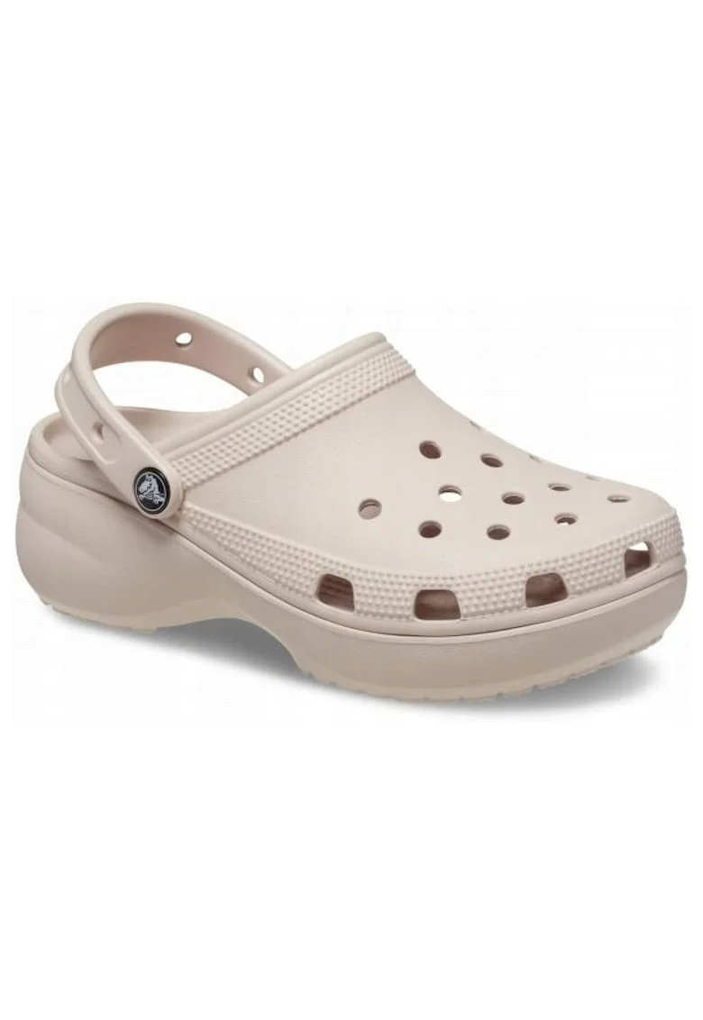 Saboti slingback cu model perforat si talpa flatform, Roz