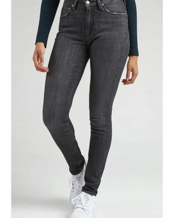 Blugi  Scarlett High, skinny, negru-gri, din denim, elasticitate suplimentara,