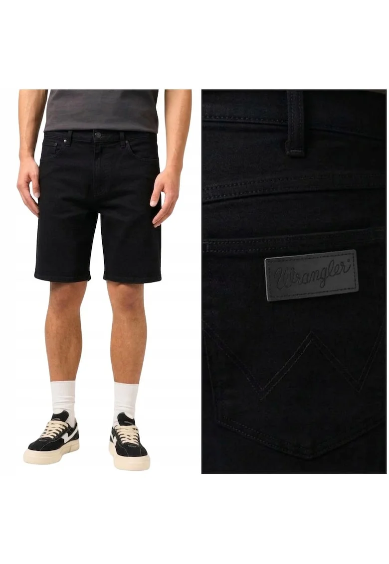 Pantaloni scurti barbati,  FRONTIER SHORT, denim negru, bumbac, talie inalta
