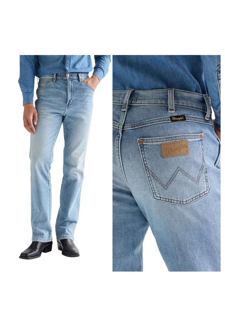 Blugi Barbati,  Wrancher, W32-L32 US, Albastru, Bumbac, Design Clasic Casual, Ideal Pentru Uz Zilnic, Material Premium Confortabil, Aspect Denim Modern, 5 Buzunare, Fermoar
