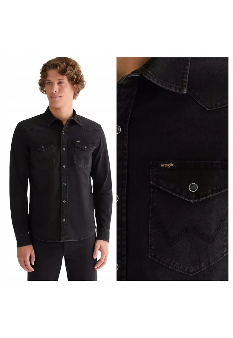 Camasa Barbati,  Camasa Western, Marime 3Xl, Croi Regular Fit, Stil Drept, Regulamentar, Inchidere Capse, Numar De Buzunare 2, Negru