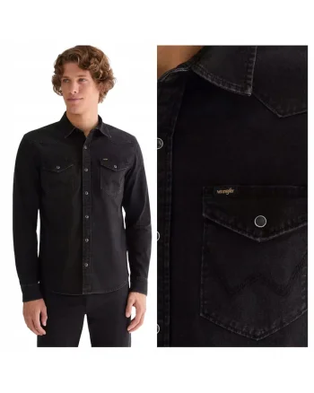 Camasa Barbati,  Camasa Western, Marime 3Xl, Croi Regular Fit, Stil Drept, Regulamentar, Inchidere Capse, Numar De Buzunare 2, Negru