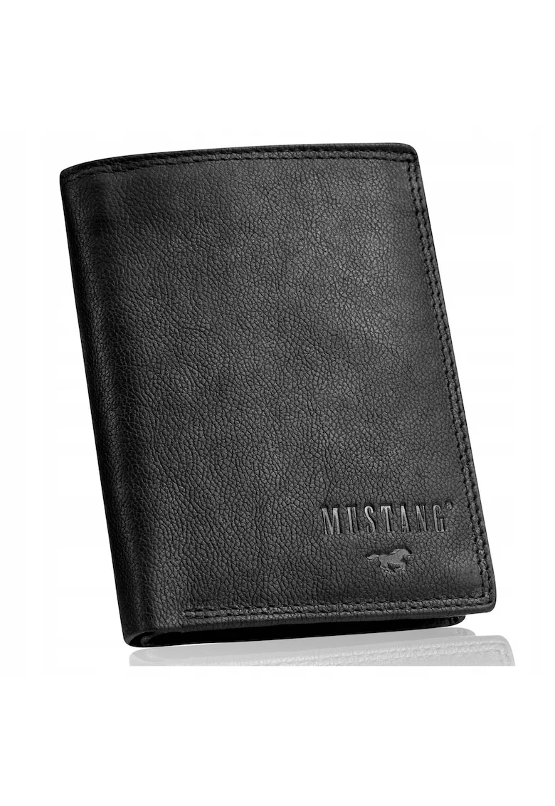 Portofel Barbati,  High Wallet, Uni, Negru, Piele Naturala, Cu Logo, Design Clasic Casual, Ideal Pentru Uz Zilnic, Material Durabil Premium, Stil Casual Si Elegant