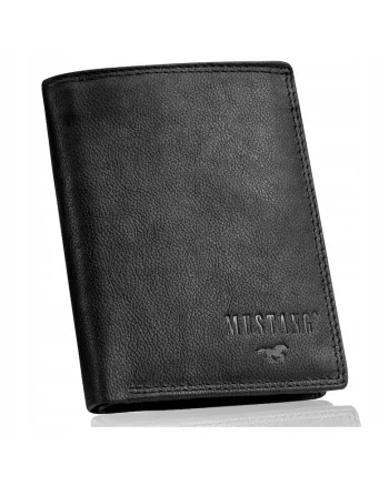 Portofel Barbati,  High Wallet, Uni, Negru, Piele Naturala, Cu Logo, Design Clasic Casual, Ideal Pentru Uz Zilnic, Material Durabil Premium, Stil Casual Si Elegant