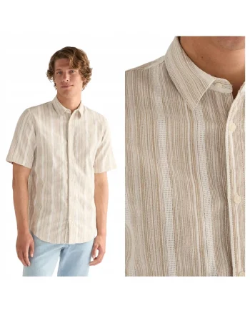 Camasa Barbati,  SS Shirt, 3XL INTL, Bej, Bumbac, Design Clasic Casual, Ideal Pentru Uz Zilnic, Material Premium Confortabil, Inchidere Cu Nasturi, Croiala Regular Fit