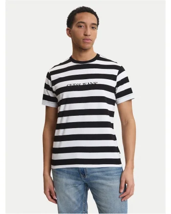Tricou barbati,  model dungi, negru/alb, bumbac