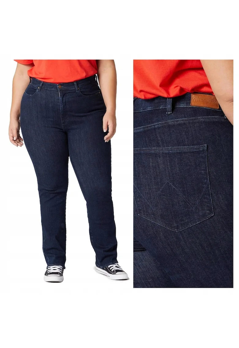 Blugi Dama,  Straight Plus, W28-L32 USA, Albastru, Bumbac, Design Clasic Casual, Ideal Pentru Uz Zilnic, Material Premium Confortabil, Aspect Denim Modern, 5 Buzunare, Fermoar