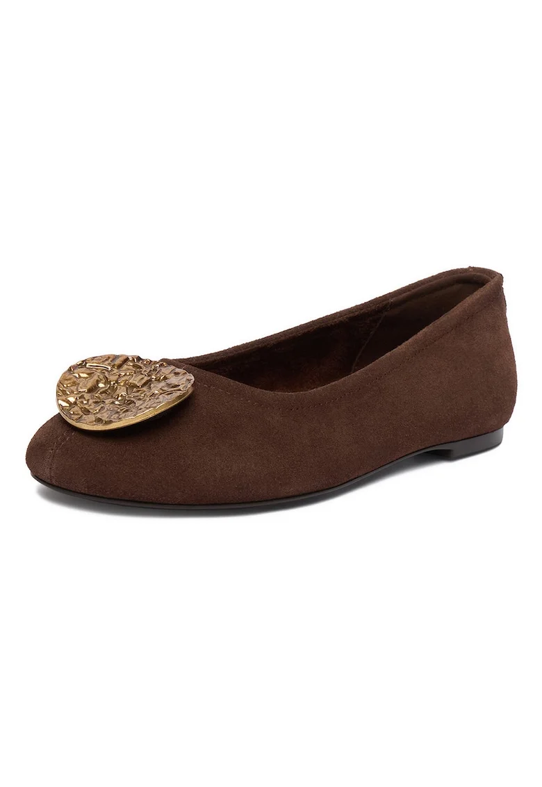 Balerini dama,  piele naturala, maro