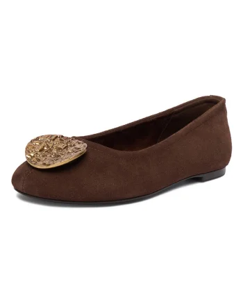 Balerini dama,  piele naturala, maro