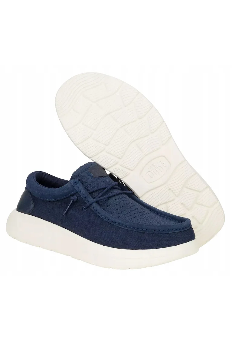 Mocasini Barbati Piele Intoarsa, Wally Comf Woven, Albastru, Bleumarin inchis