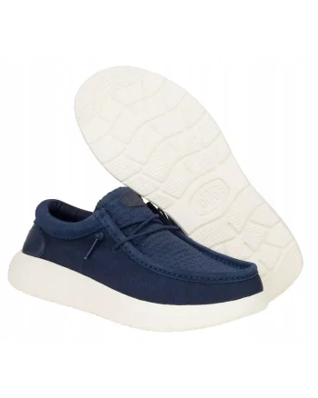 Mocasini Barbati Piele Intoarsa, Wally Comf Woven, Albastru, Bleumarin inchis