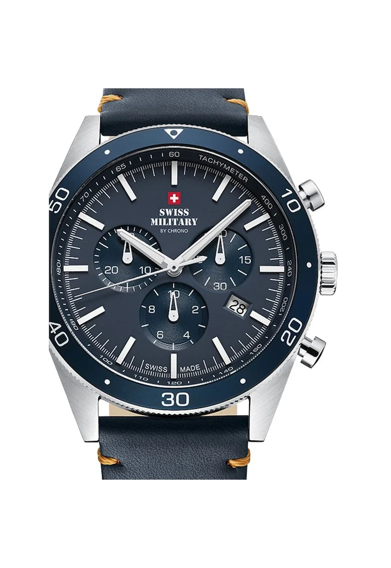 Ceas barbatesc Swiss Military SM34079.05 Cronograf 43mm, 10ATM, Argintiu
