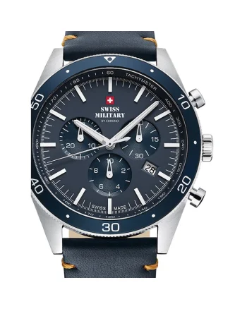Ceas barbatesc Swiss Military SM34079.05 Cronograf 43mm, 10ATM, Argintiu